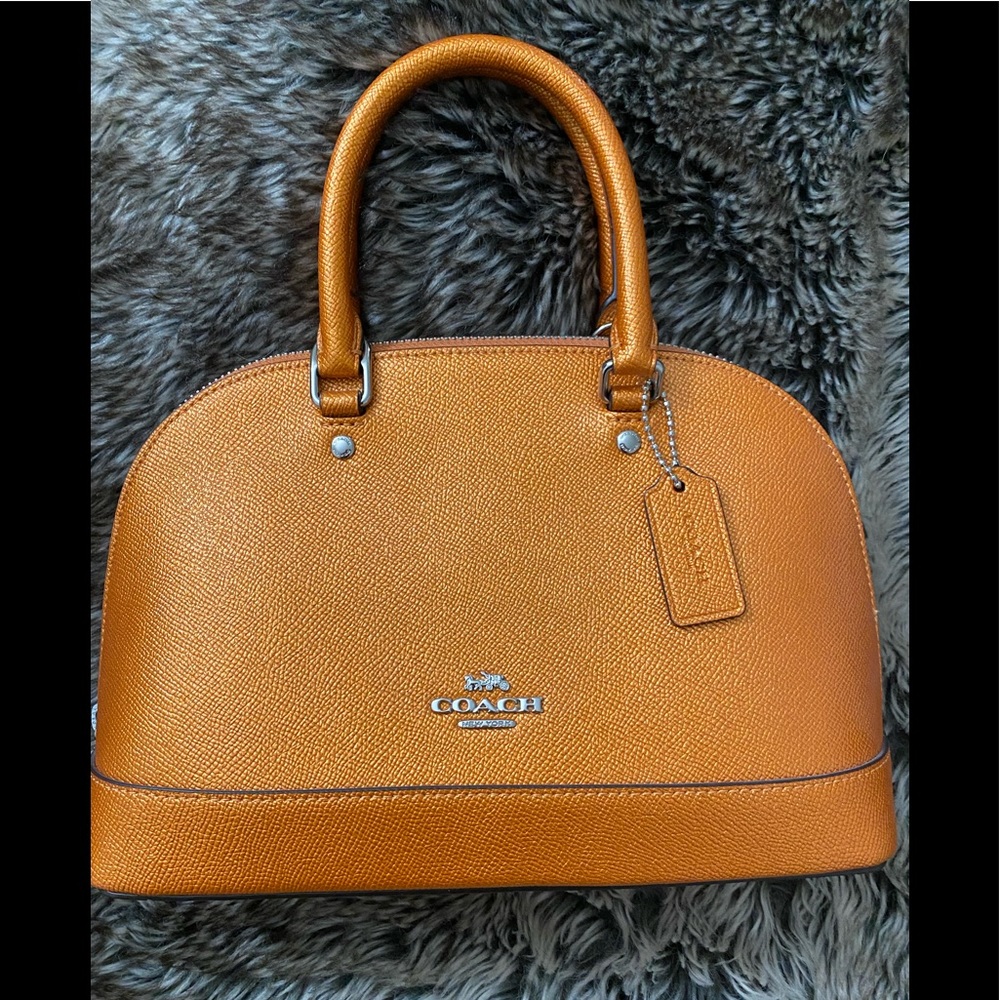 Authentic Coach Mini Sierra Satchel - Metallic Tangerine